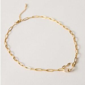 Wantable Heart Paperclip Chain Link 18k Gold Plated Necklace Jewelry New NWT